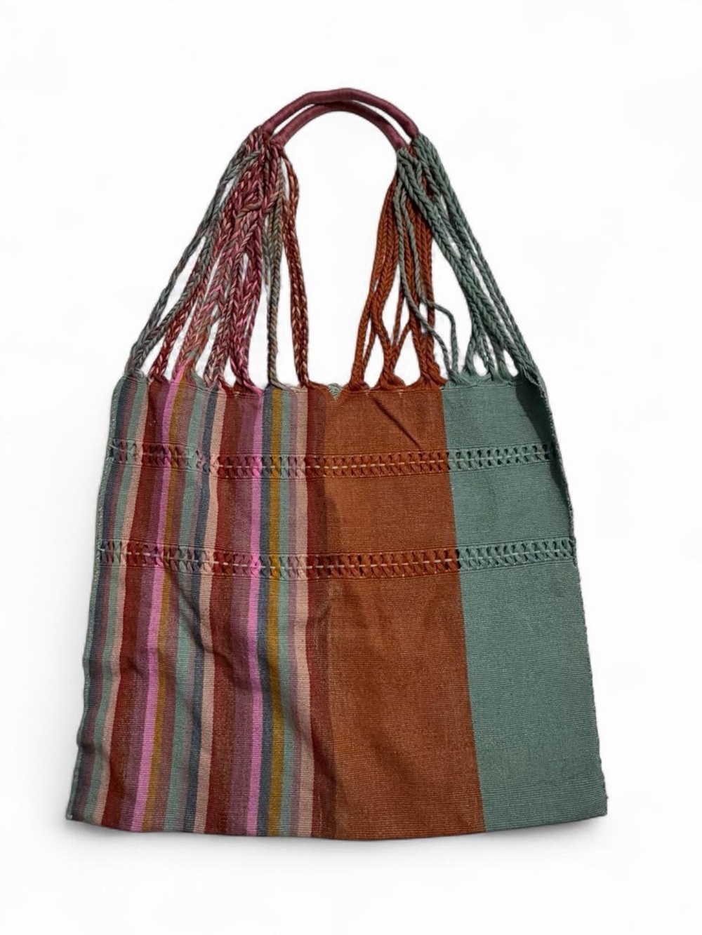 Handwoven Mexican Multicolor Stripe Tote